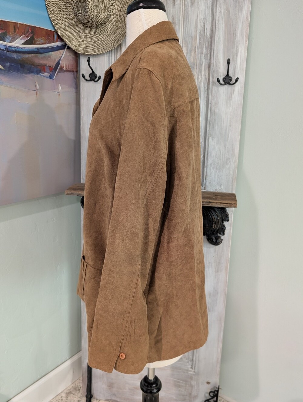 Draper's & Damon's Brown Faux Suede Button-Front Shirt Jacket - Picture 3 of 8